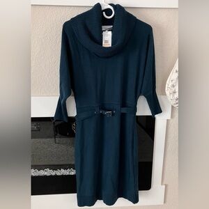 J Howard Long Sleeve Teal Dress with Belt